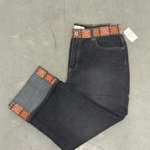 Coldwater Creek Ribbon Trim Crop Jeans